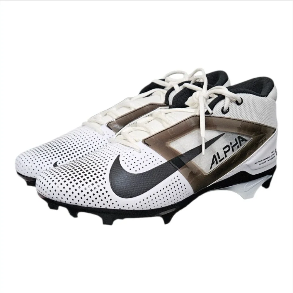 Nike Alpha Menace 4 Pro White Black Football Cleats Men's Size 16 FZ7702-105 New